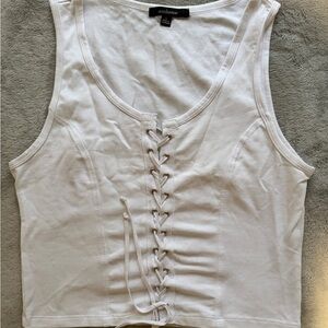 Ambiance White Lace-Up Tank Top